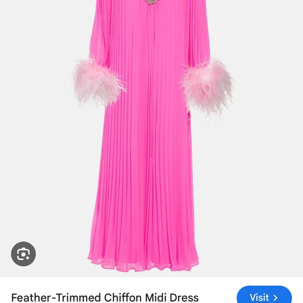 Self-Portrait Pink Feathered Long Sleeve Dress - Picture 2 of 2